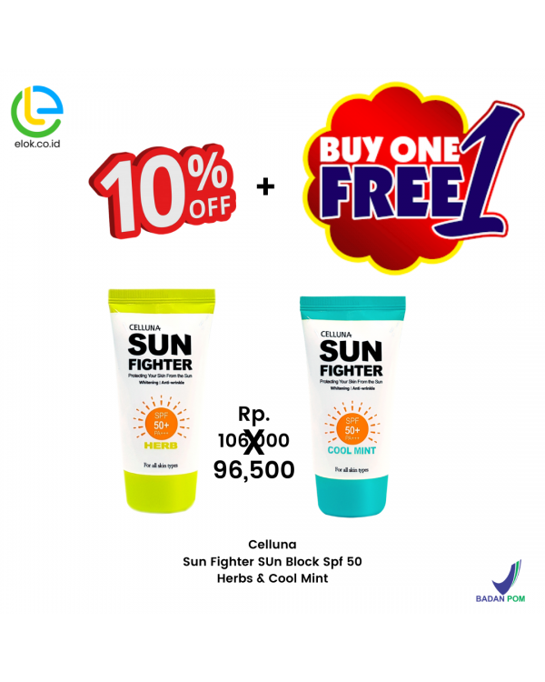 Celluna Sun Fighter Sun Block Spf 50 Herbs & Cool Mint